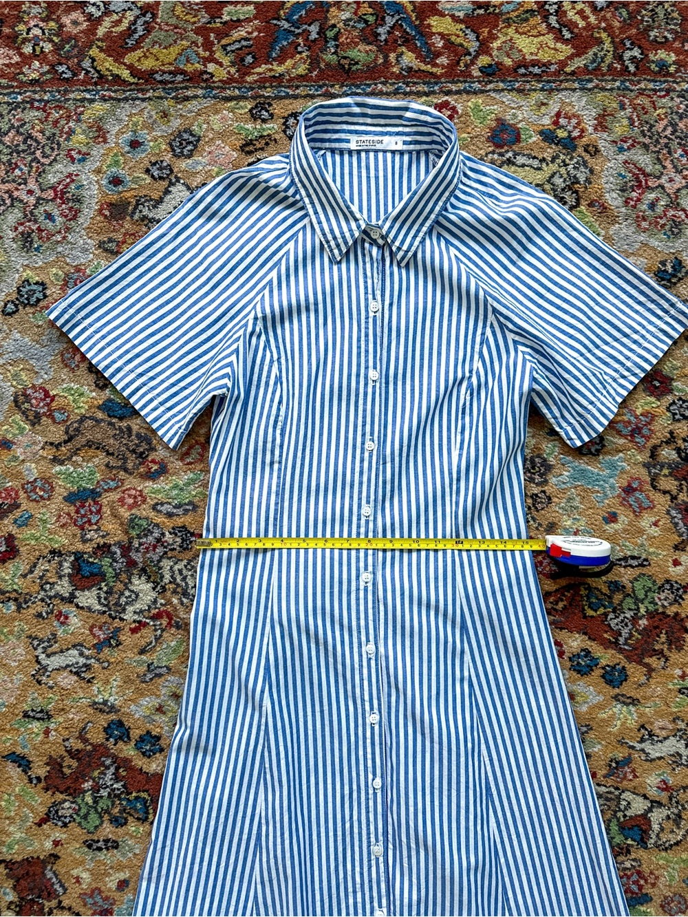 Stateside Blue & White Stripe Maxi Shirt Dress | Nantucket Style | Size Small - Picture 7 of 8